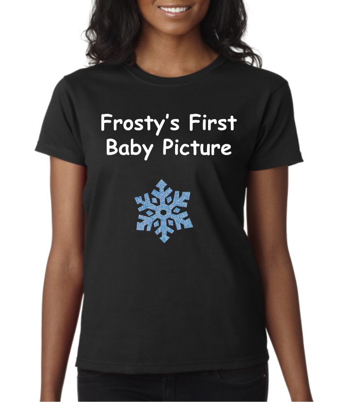 Frostys First Baby Picture Womens Short Sleeve Shirt